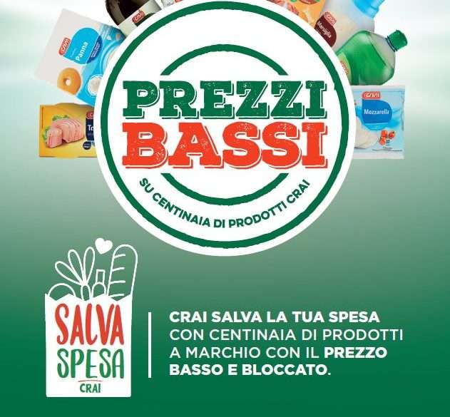 Locandina di Crai sull'operazione che blocca i prezzi 'Salva spesa'